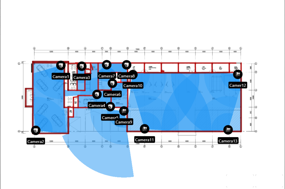 ผังจำลองจุดติดตั้งกล้องวงจรปิดก่อนติดตั้งจริง